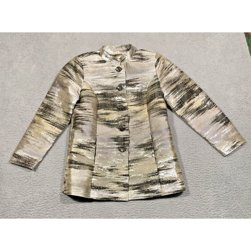 NWOT Vintage Draper's & Damon's‎ Shimmery Silver Jacket Metallic Lined Small S